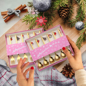 Jingle Bells Gold  Spoon & Fork Set