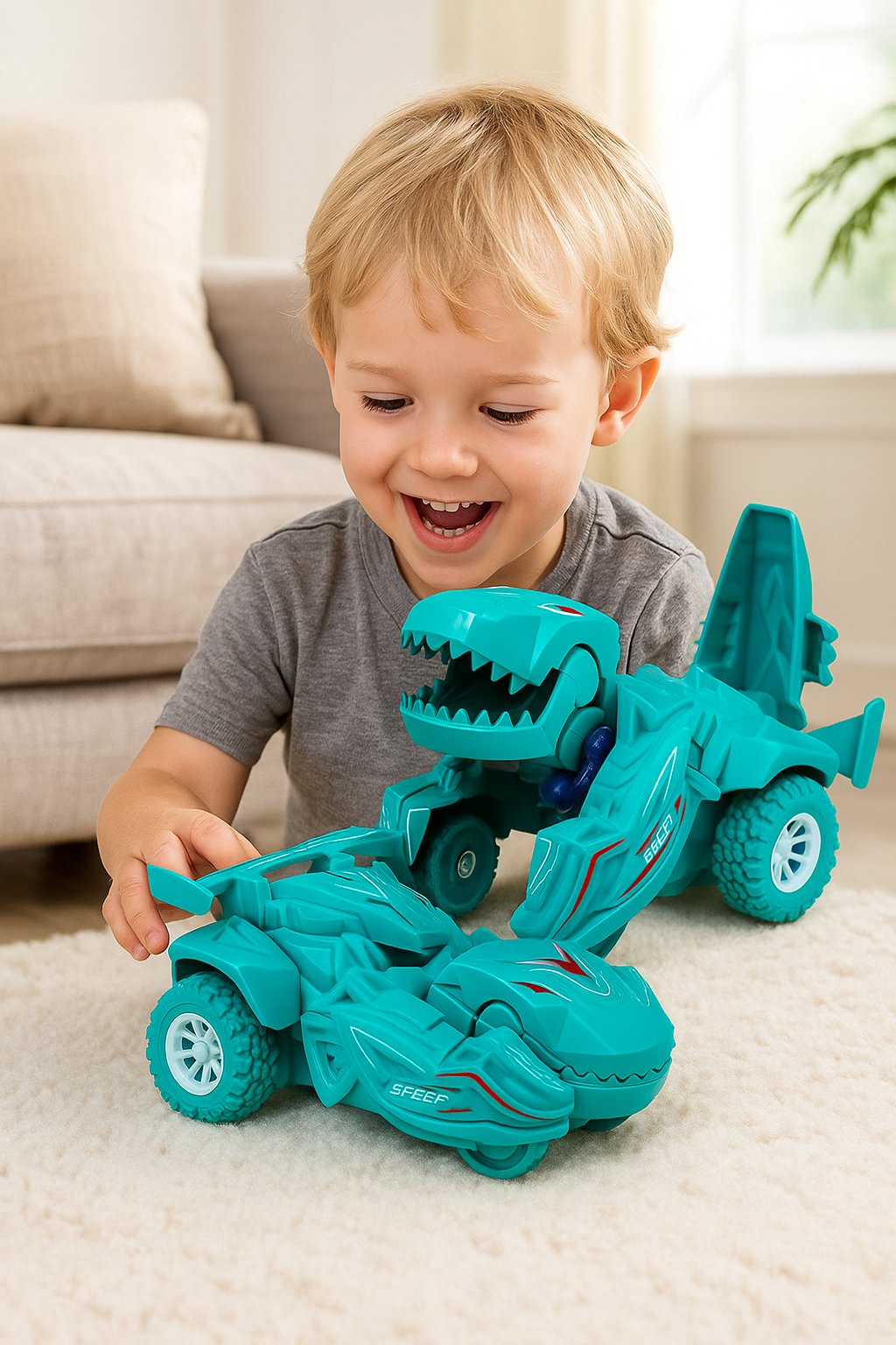 20250707_0833_Child's Imaginative Playtime_remix_01jzjhc02kexr9nfphpt7ntz45 DinoMorph Transforming Dino Truck - Image 1