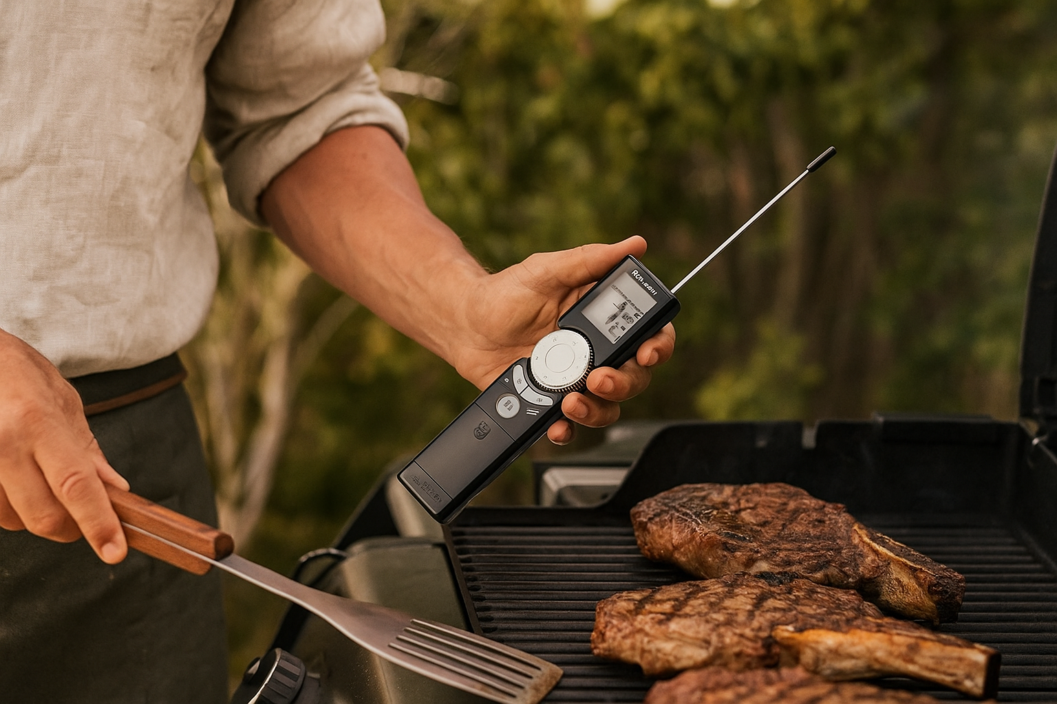 20250718_1534_BBQ Thermometer in Use_remix_01k0fkt1nbet5rped82gnxbs46 Precision Meat Thermometer - Image 1